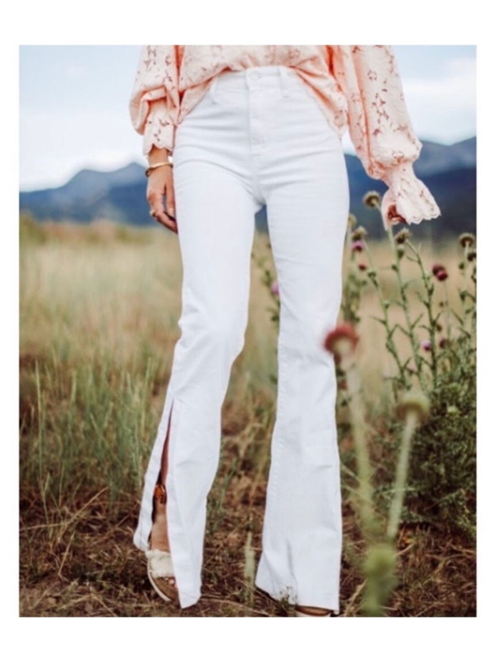 7 For All Mankind White Split-Leg Dojo Trouser Jeans